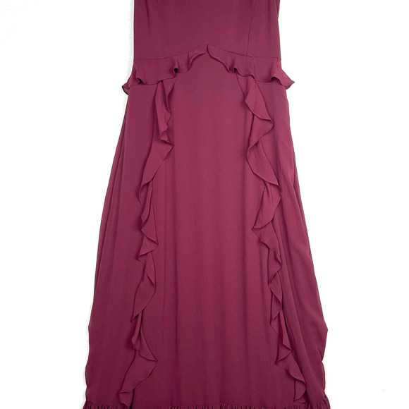 Watters & Watters Wine Red Chiffon Darcie Gown Spaghetti Strap Maxi Layered SZ 8 - Picture 6 of 15